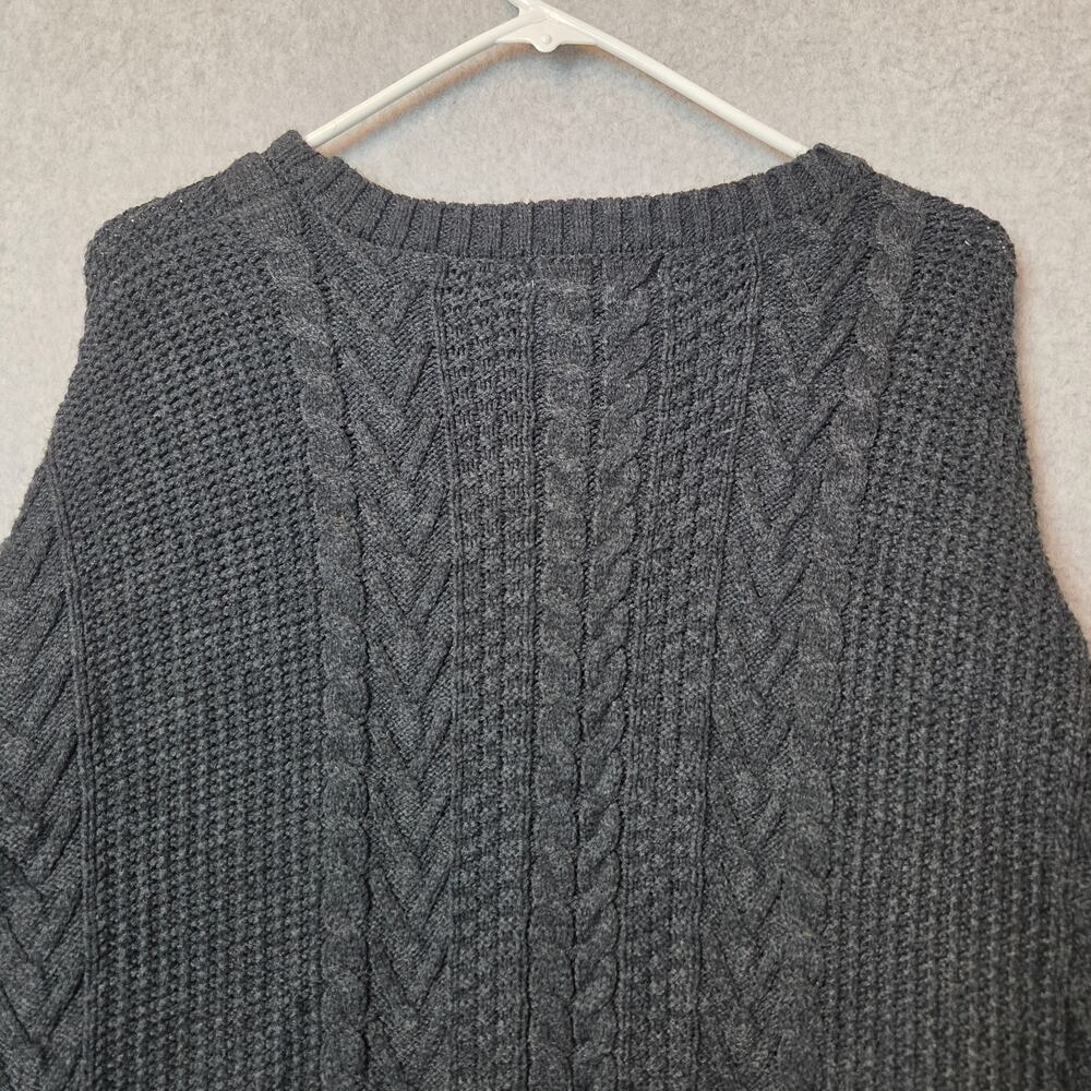 Karen Hart Charcoal Gray Cable Knit LS Drop Shoulder Sweater Women's Large - Picture 7 of 12